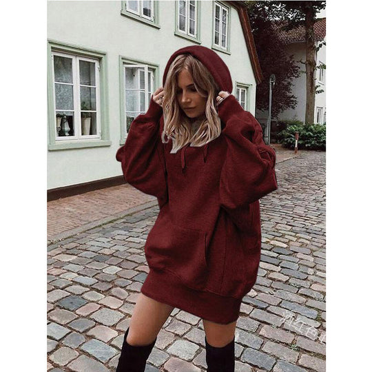 Damen Oversized Kapuzenkleid EB