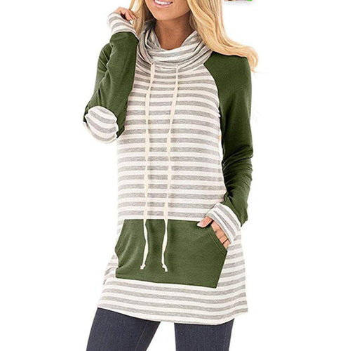 Damen Kapuzenpullover mit gestreiftem Design und praktischen Taschen EB