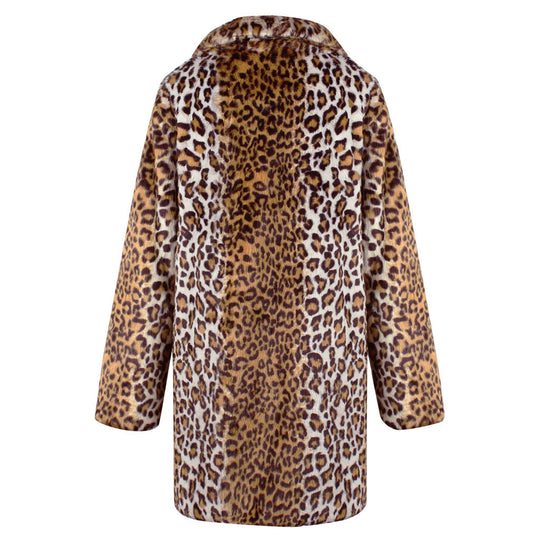 Damen Luxuriöse Kunstpelzjacke mit trendigem Leopardenmuster EB
