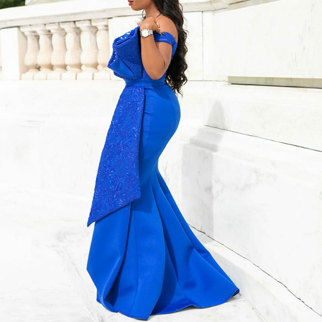 Damen Elegantes Abendkleid mit floralem Oberteil und schwingendem Saum EB