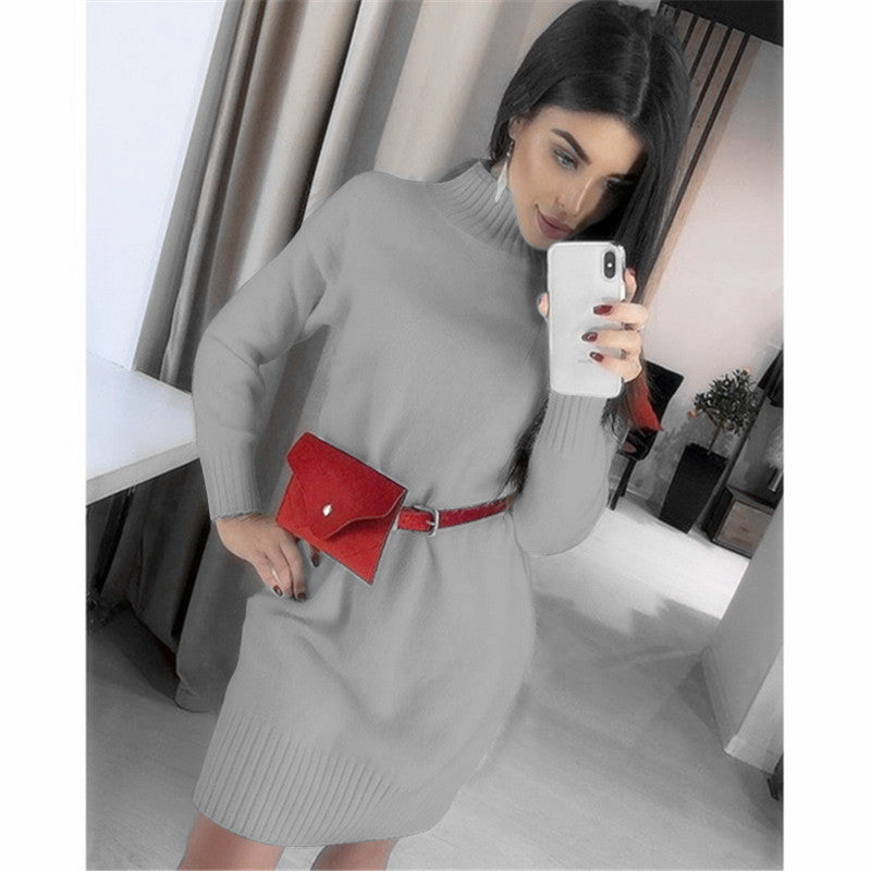 Damen Strickkleid mit hohem Kragen EB