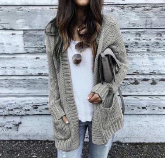 Damen Grobstrickcardigan mit lässigem Schnitt und praktischen Taschen EB