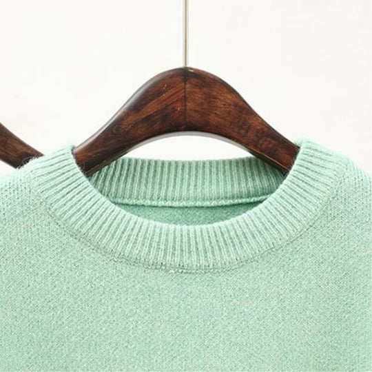 Damen Strick-Set mit lässigem Crop-Pullover und geripptem Maxikleid EB