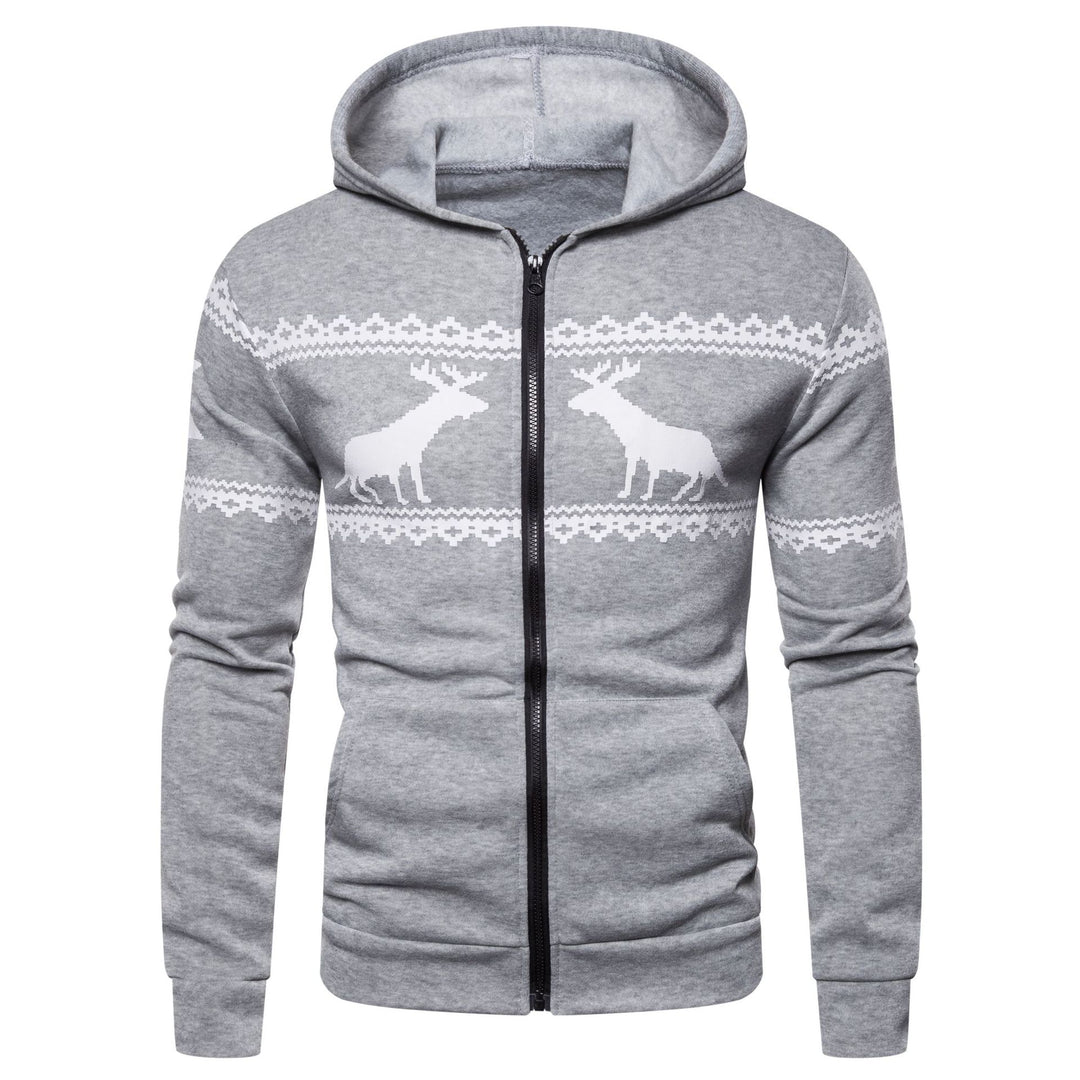 Herren Kapuzenjacke mit nordischem Motiv und praktischem Reißverschluss EB