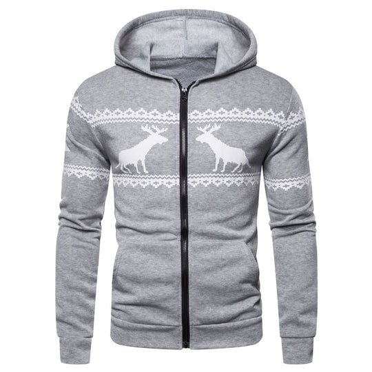 Herren Kapuzenjacke mit nordischem Motiv und praktischem Reißverschluss EB