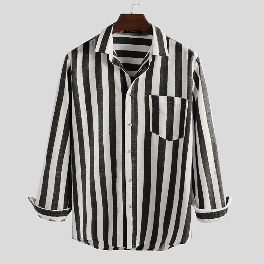 Herren gestreifte Hemdjacke aus leichtem Baumwollstoff EB
