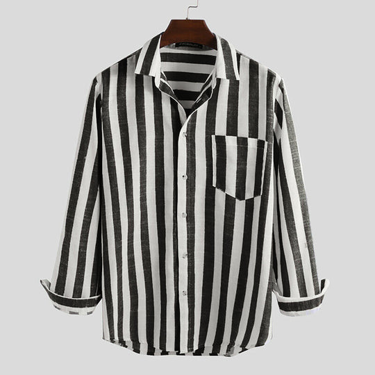 Herren gestreifte Hemdjacke aus leichtem Baumwollstoff EB