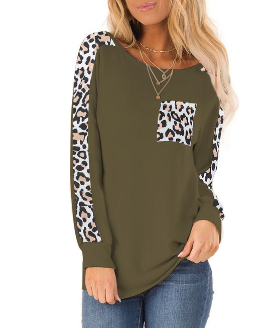 Damen Sweatshirt mit modischem Leopardenmuster EB