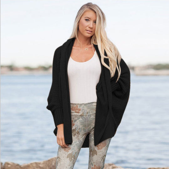 Damen kuschelige Strickjacke mit offenem Design EB