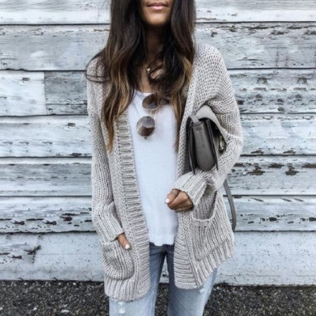Damen Grobstrickjacke mit tiefen Taschen und lässigem Schnitt EB