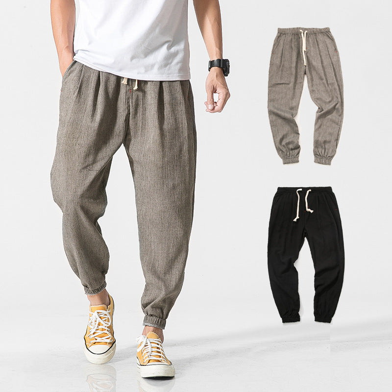 Herren nan leichte Leinenhose mit Tunnelzug und elastischen Bündchen EB