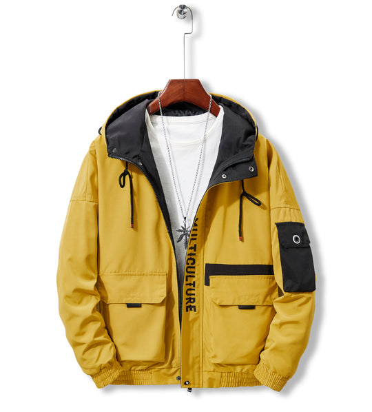 Herren Utility-Kapuzenshelljacke mit Multifachtaschen und kontrastgefütterter Kapuze EB