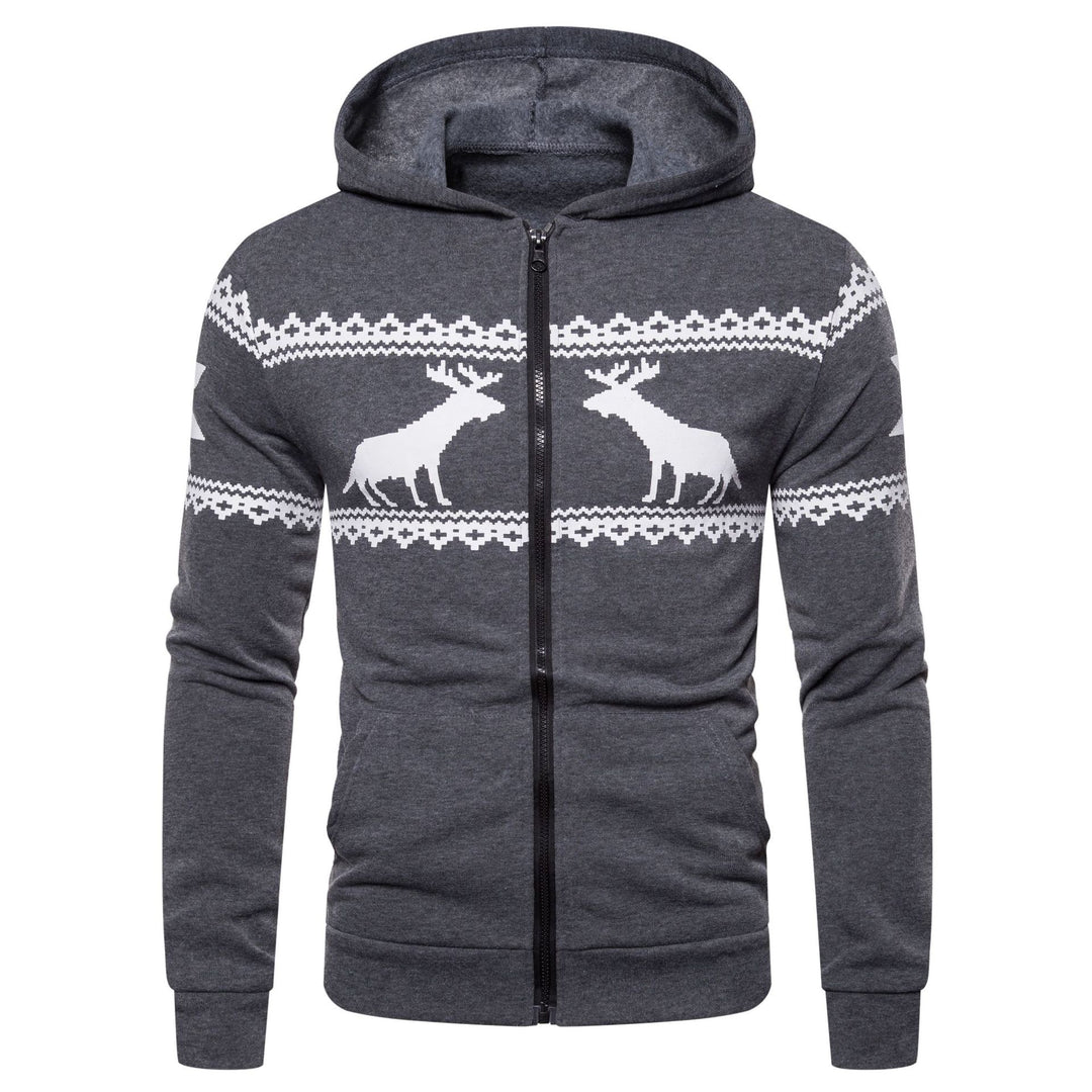 Herren Kapuzenjacke mit nordischem Motiv und praktischem Reißverschluss EB