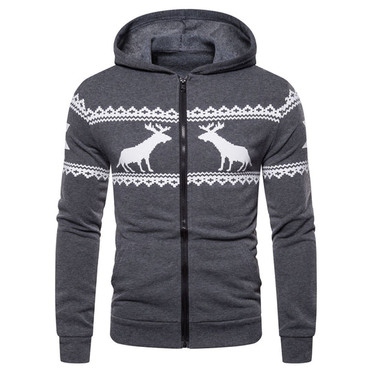 Herren Kapuzenjacke mit nordischem Motiv und praktischem Reißverschluss EB