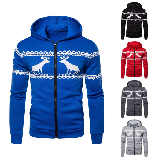 Herren Kapuzenjacke mit nordischem Motiv und praktischem Reißverschluss EB
