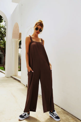 Damen Lässiger Jumpsuit mit weitem Bein und praktischen Taschen EB