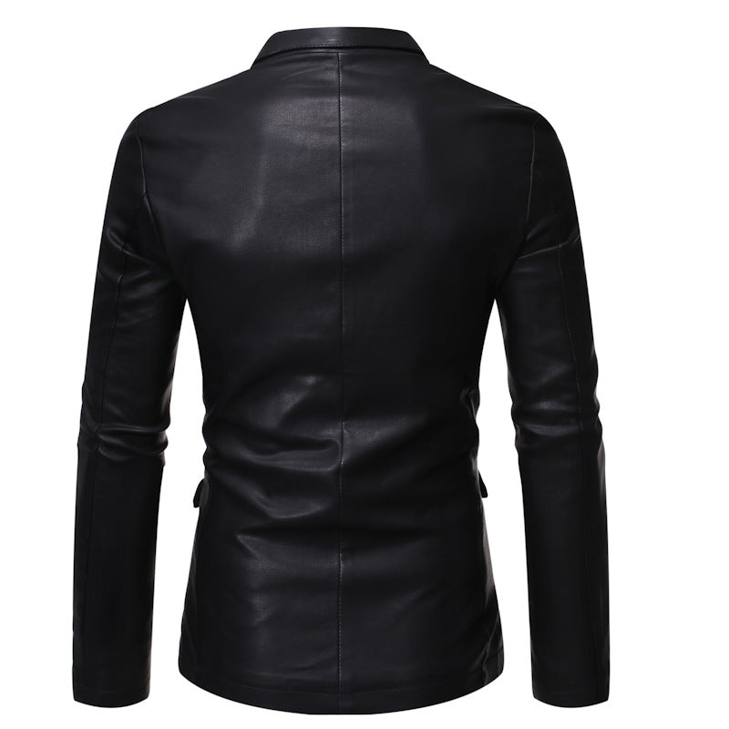 Herren elegante Kunstlederjacke mit modernem Schnitt EB