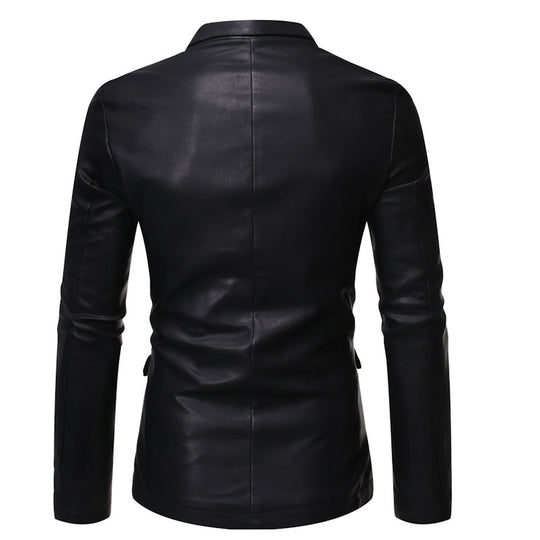Herren elegante Kunstlederjacke mit modernem Schnitt EB
