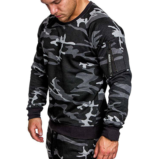 Herren sportlicher Sweatshirt mit praktischer Reißverschlusstasche EB