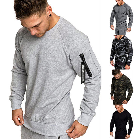 Herren sportlicher Sweatshirt mit praktischer Reißverschlusstasche EB