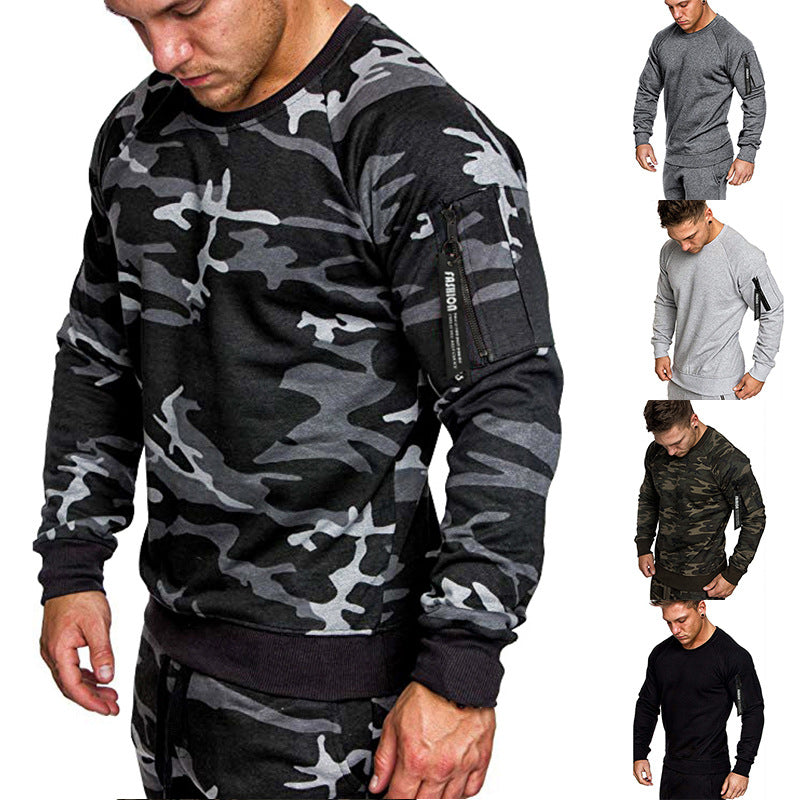 Herren sportlicher Sweatshirt mit praktischer Reißverschlusstasche EB