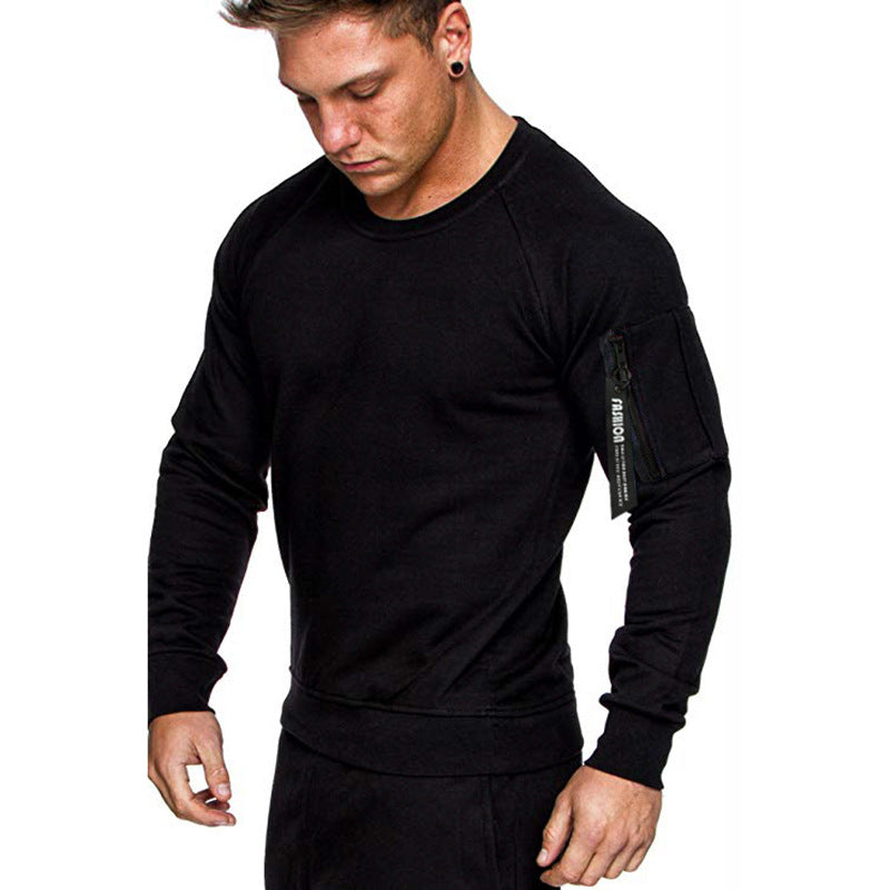 Herren sportlicher Sweatshirt mit praktischer Reißverschlusstasche EB
