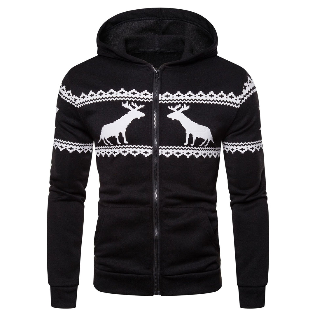 Herren Kapuzenjacke mit nordischem Motiv und praktischem Reißverschluss EB