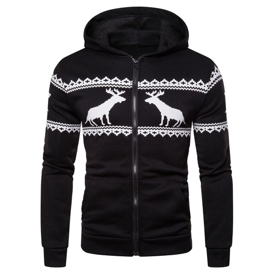 Herren Kapuzenjacke mit nordischem Motiv und praktischem Reißverschluss EB