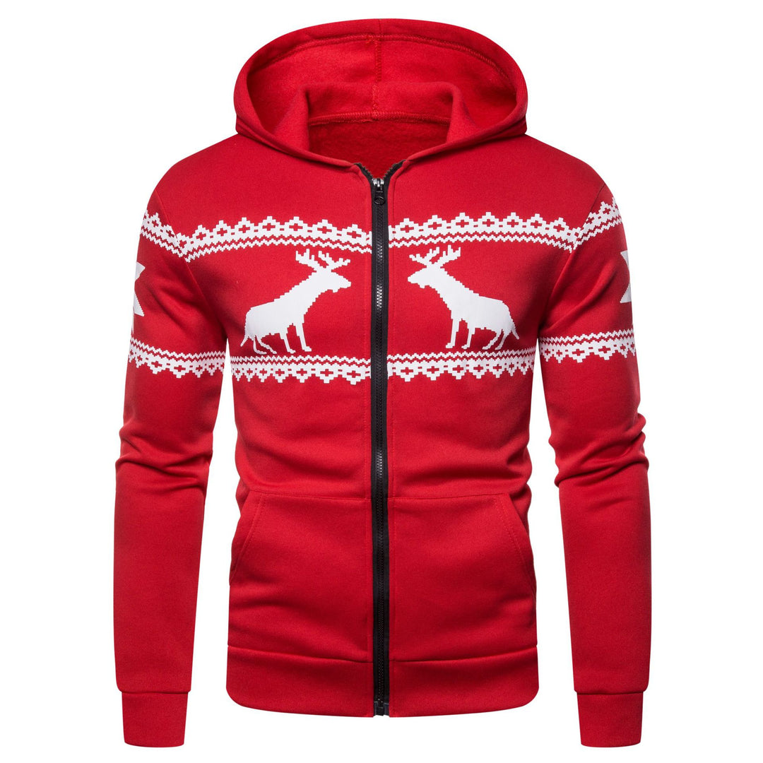 Herren Kapuzenjacke mit nordischem Motiv und praktischem Reißverschluss EB