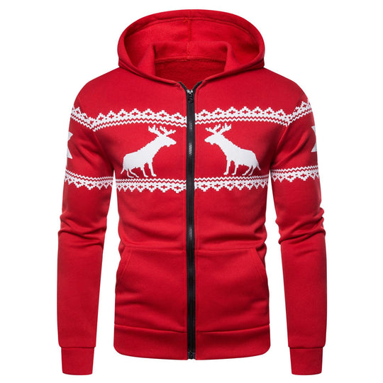 Herren Kapuzenjacke mit nordischem Motiv und praktischem Reißverschluss EB