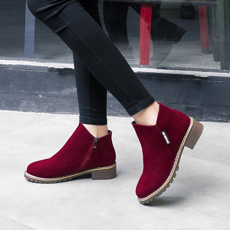 Damen Ankle-Boots aus softem Wildleder mit stabilem Blockabsatz EB
