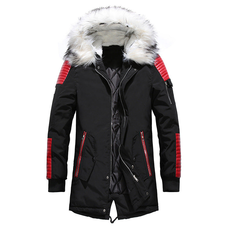 Herren Winterjacke mit abnehmbarem Kunstfellkragen und vielseitigen Taschen EB