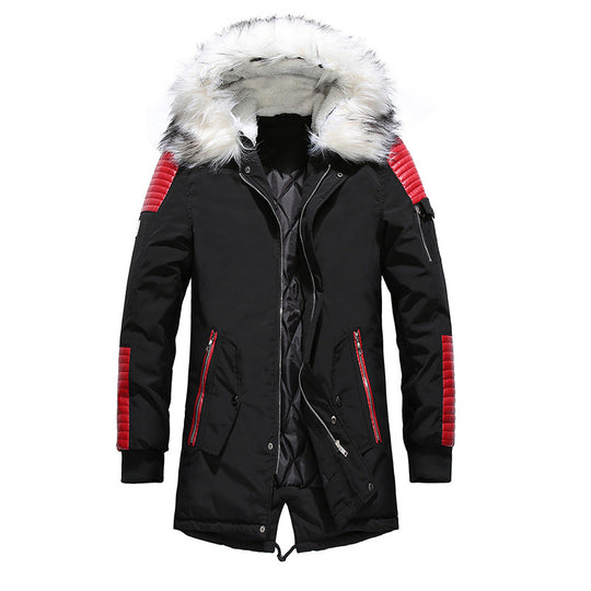 Herren Winterjacke mit abnehmbarem Kunstfellkragen und vielseitigen Taschen EB