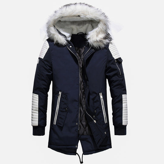 Herren Winterjacke mit abnehmbarem Kunstfellkragen und vielseitigen Taschen EB