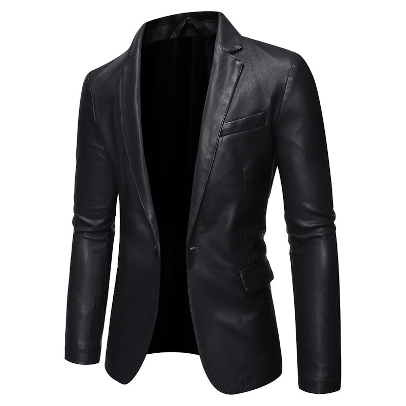 Herren elegante Kunstlederjacke mit modernem Schnitt EB