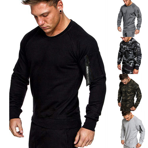 Herren sportlicher Sweatshirt mit praktischer Reißverschlusstasche EB