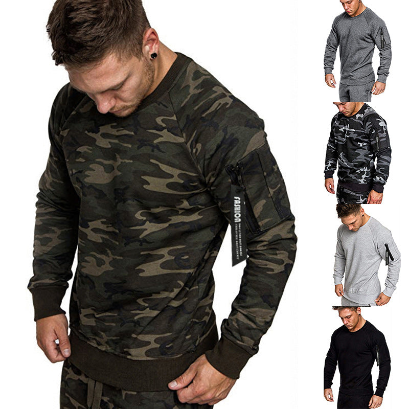 Herren sportlicher Sweatshirt mit praktischer Reißverschlusstasche EB