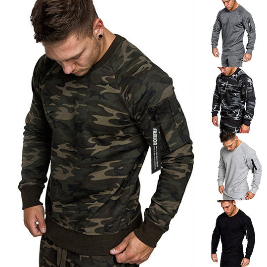 Herren sportlicher Sweatshirt mit praktischer Reißverschlusstasche EB