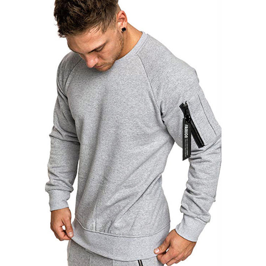Herren sportlicher Sweatshirt mit praktischer Reißverschlusstasche EB