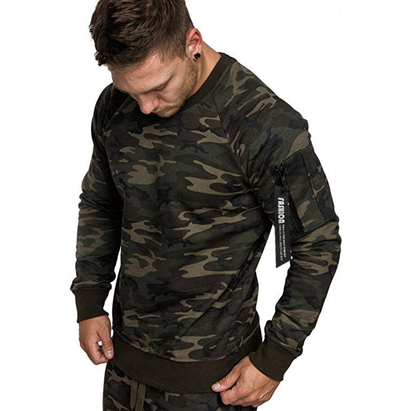 Herren sportlicher Sweatshirt mit praktischer Reißverschlusstasche EB