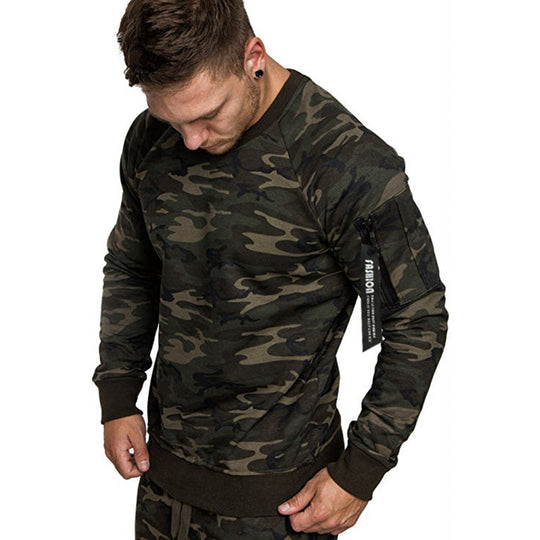 Herren sportlicher Sweatshirt mit praktischer Reißverschlusstasche EB