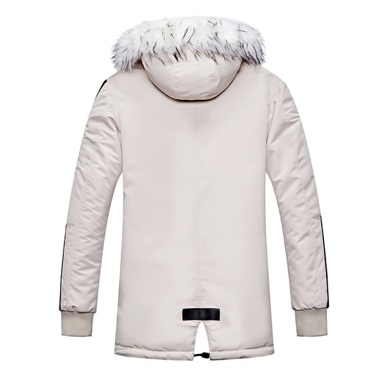 Herren Winterjacke mit abnehmbarem Kunstfellkragen und vielseitigen Taschen EB