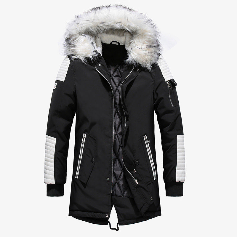 Herren Winterjacke mit abnehmbarem Kunstfellkragen und vielseitigen Taschen EB