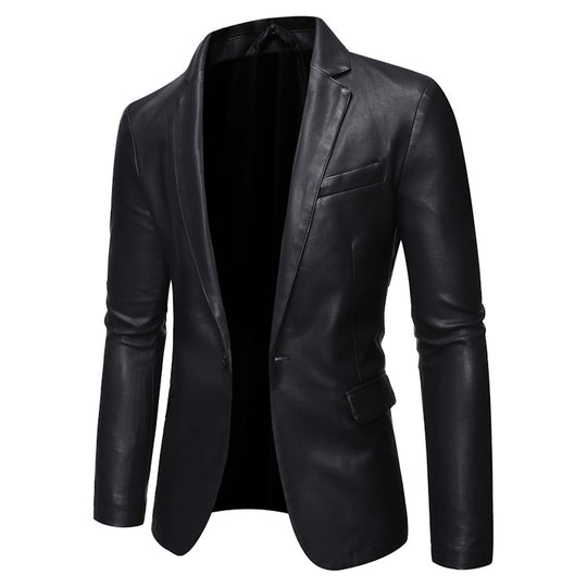 Herren elegante Kunstlederjacke mit modernem Schnitt EB