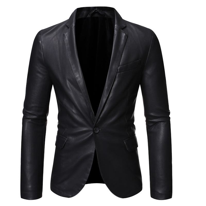 Herren elegante Kunstlederjacke mit modernem Schnitt EB