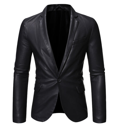 Herren elegante Kunstlederjacke mit modernem Schnitt EB