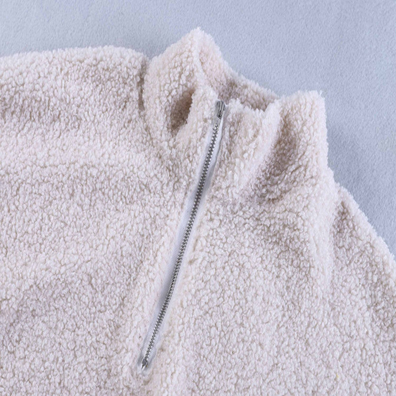 Damen kuschelige Fleece-Pullover mit halbhohem Kragen EB
