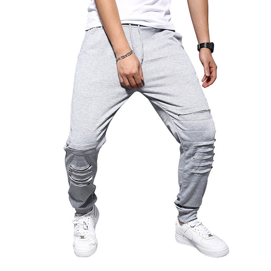 Herren Sportliche Haremshose mit modischen Rissen und komfortablem Schnitt EB