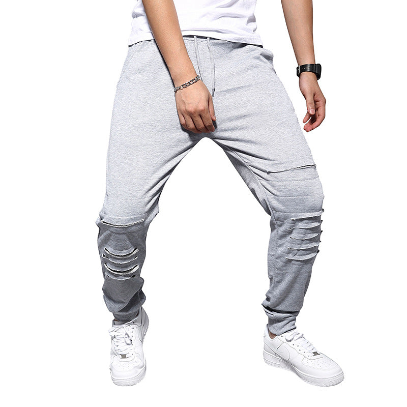 Herren Sportliche Haremshose mit modischen Rissen und komfortablem Schnitt EB