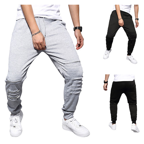 Herren Sportliche Haremshose mit modischen Rissen und komfortablem Schnitt EB